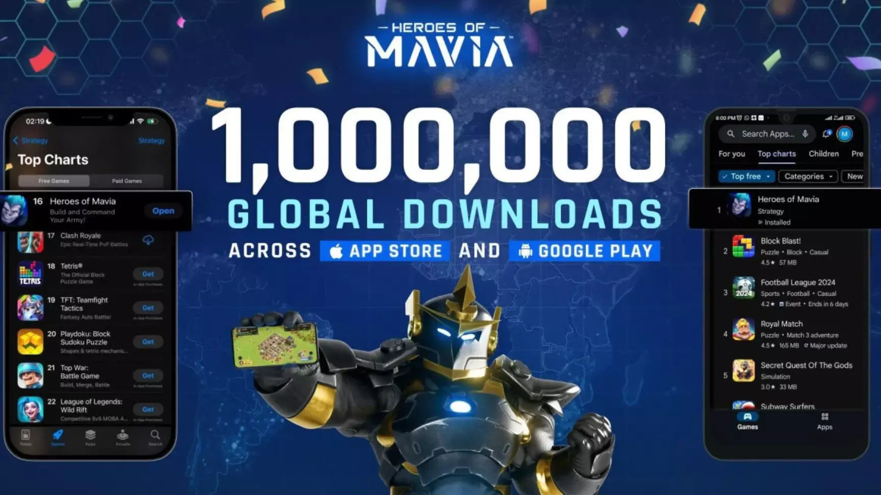 Heroes Of Mavia Hits 1M Downloads, Leads Google App Store Ranking